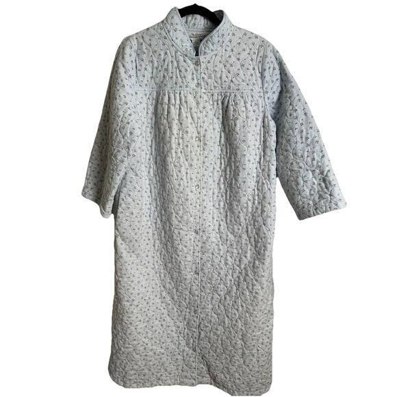 Vermont Country Store Womens Robe House Coat Floral Quilted Size L Cottagecore - Picture 1 of 12